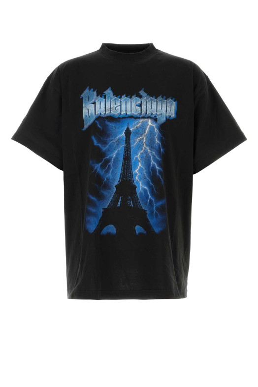 Black cotton oversize t-shirt Black BALENCIAGA (850345TUVE7)