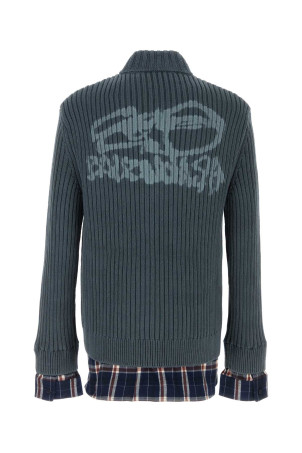 Petrol blue cotton cardigan BALENCIAGA (857284T3429)