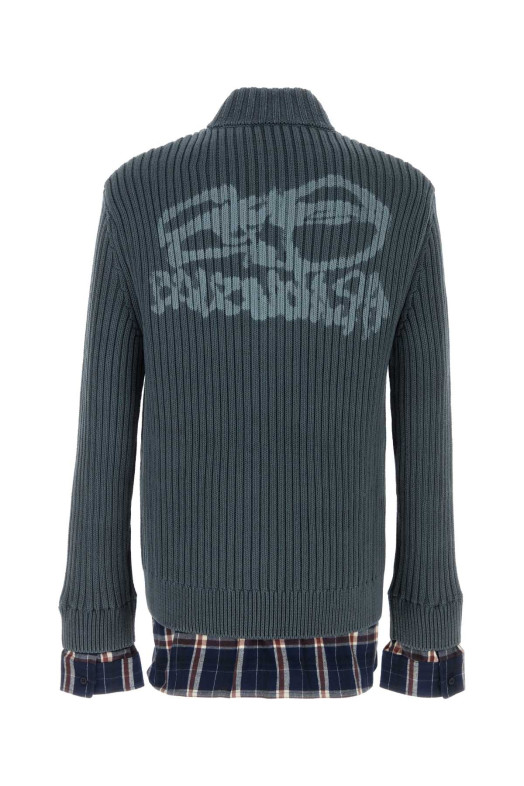 Petrol blue cotton cardigan BALENCIAGA (857284T3429)