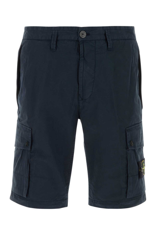 Navy blue stretch cotton bermuda shorts Black STONE ISLAND (L1S15L100019S0A10)