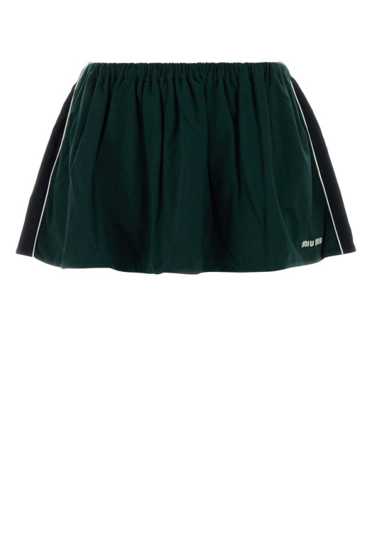 Bottle green cotton mini skirt MIU MIU (MJD232SOOO182D)