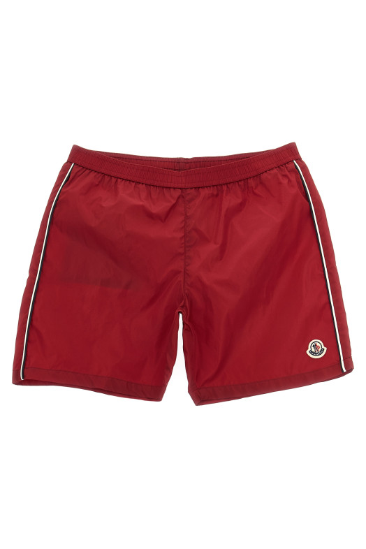 Tricolor trim swimsuit Red