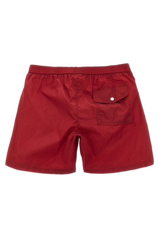 Tricolor trim swimsuit Red