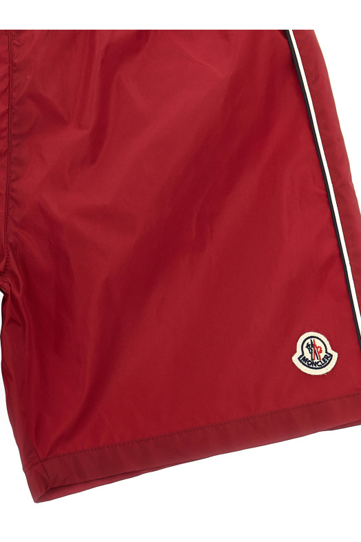 Tricolor trim swimsuit Red