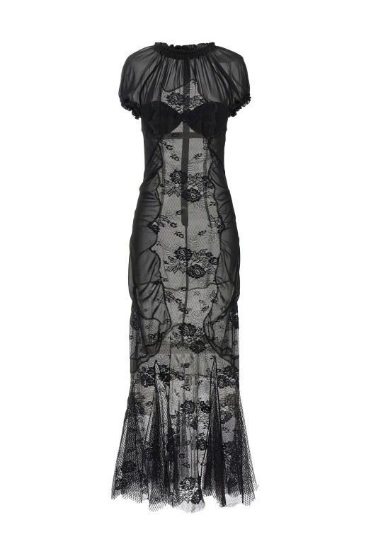 Lace tulle dress Black