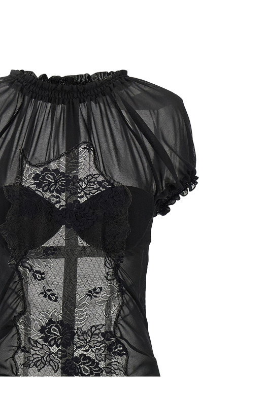 Lace tulle dress Black