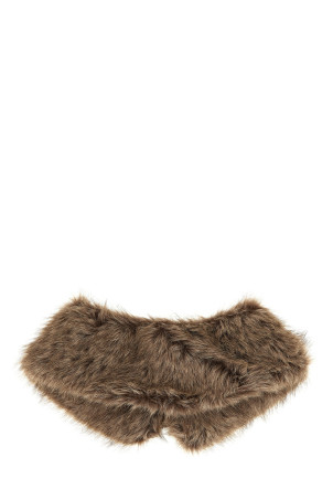 Faux fur collar Brown