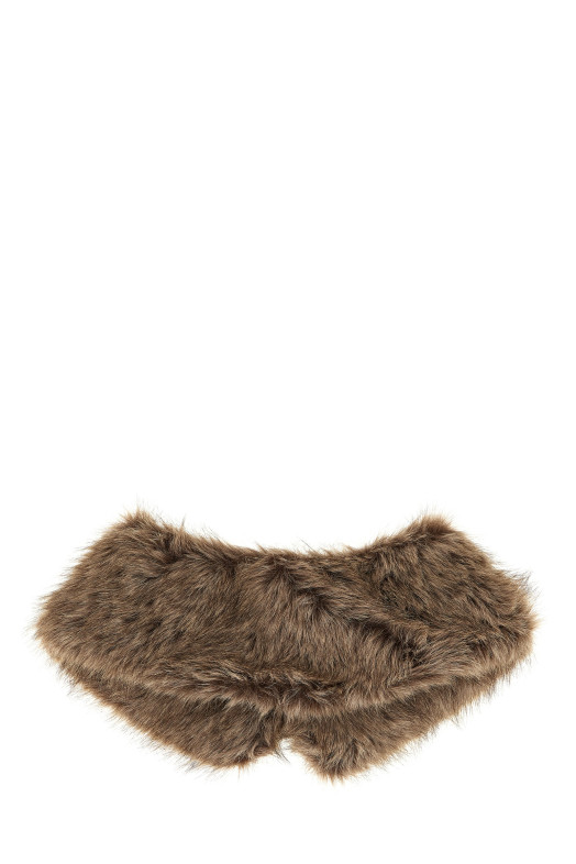 Faux fur collar Brown