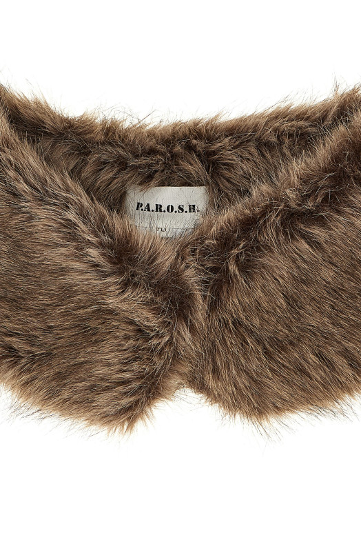 Faux fur collar Brown