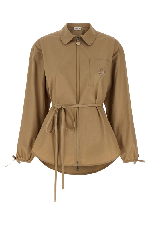 Grosgrain logo patch overshirt  Beige