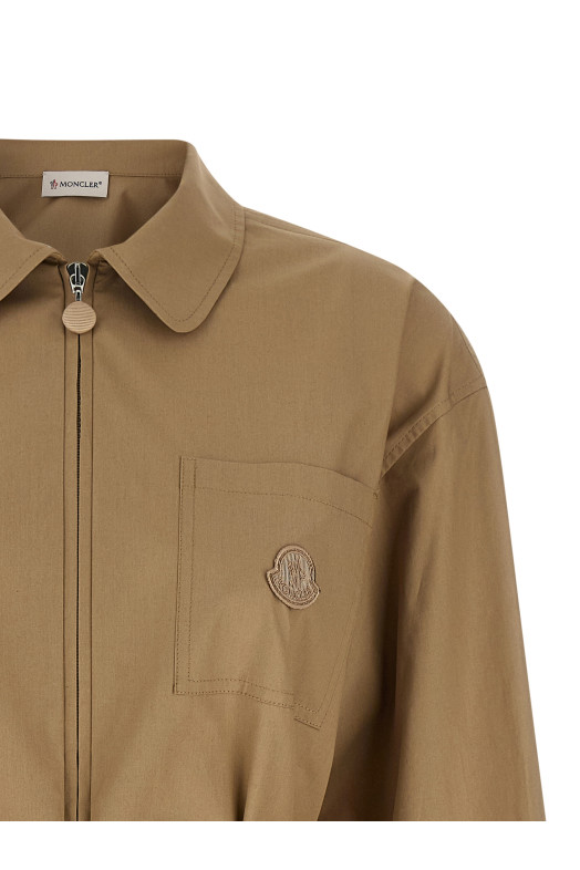 Grosgrain logo patch overshirt  Beige