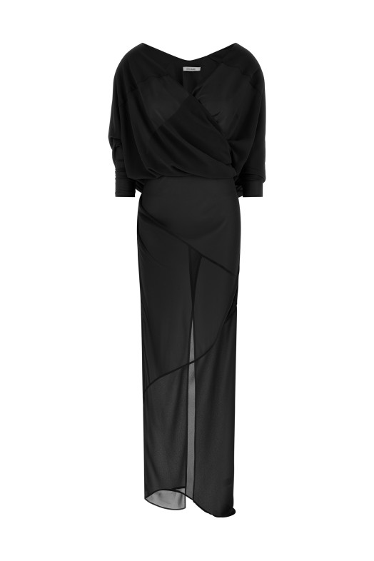 Asymmetrical skirt dress Black