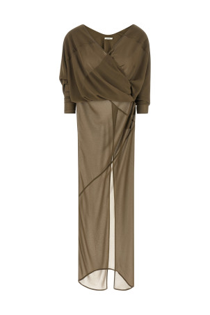 Asymmetrical skirt dress Green