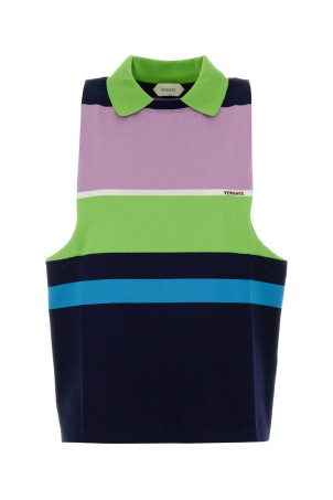 Embroidered cotton polo shirt VERSACE (10245081A17890)