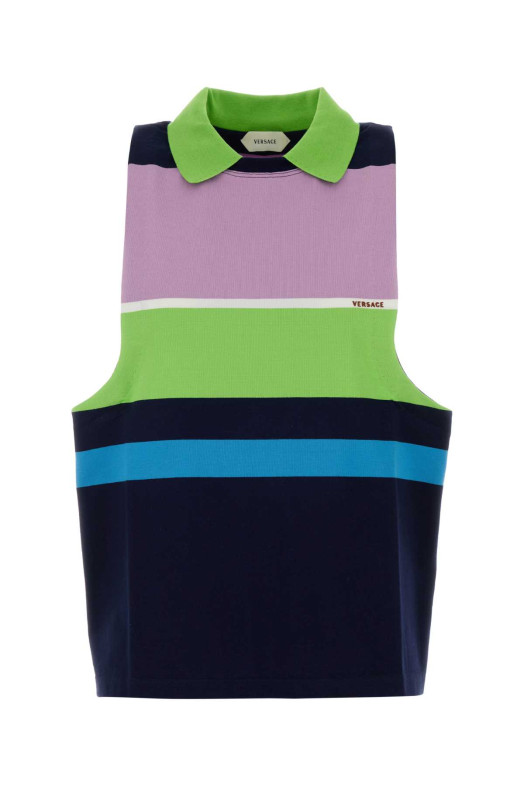 Embroidered cotton polo shirt VERSACE (10245081A17890)