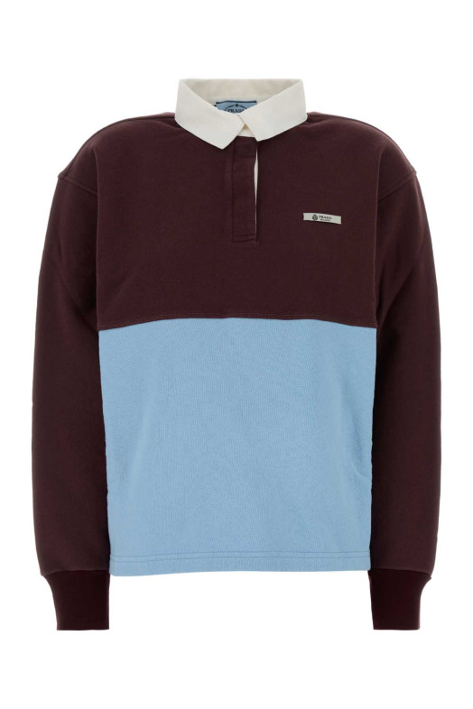 Two-tone cotton oversize polo shirt PRADA (134726SOOO186J)