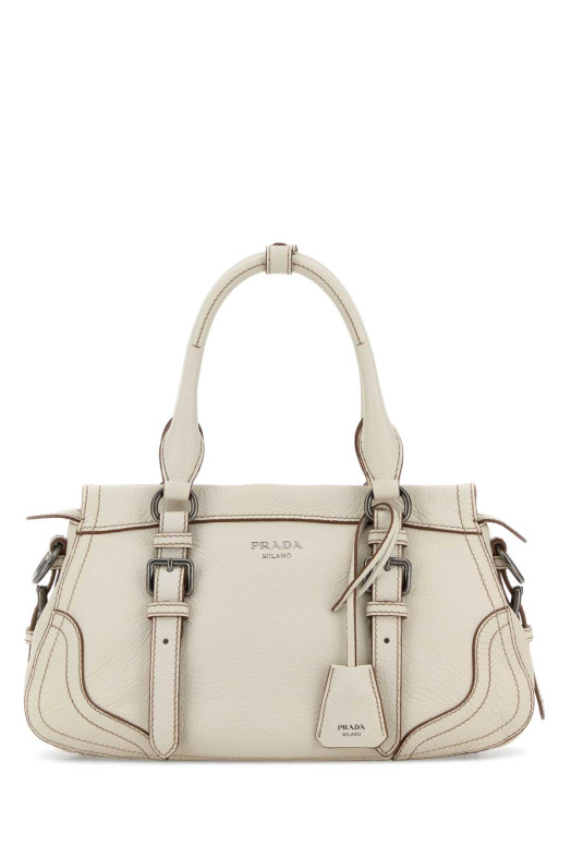 Ivory leather large handbag PRADA (1BG6042HIK)