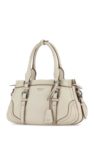 Ivory leather large handbag PRADA (1BG6042HIK)