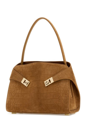 Camel suede medium Hug Soft shoulder bag Beige SALVATORE FERRAGAMO (219816792869)
