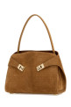 Camel suede medium Hug Soft shoulder bag Beige SALVATORE FERRAGAMO (219816792869)