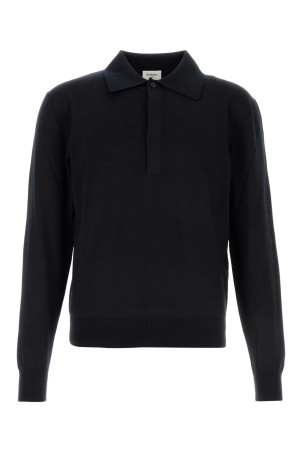 Midnight blue silk blend polo shirt SAINT LAURENT (859500Y77IJ)