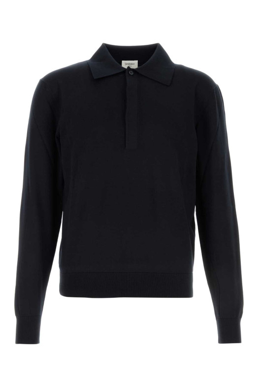 Midnight blue silk blend polo shirt SAINT LAURENT (859500Y77IJ)