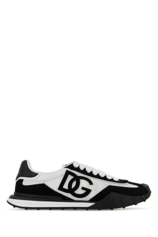 Two-tone canvas and suede DG Athletic sneakers White/Black DOLCE & GABBANA (CS2384A0136)