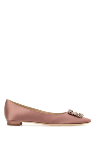 Antiqued pink satin Hangisi ballerinas MANOLO BLAHNIK (HANGISIFLATLSMOR9XX0349)
