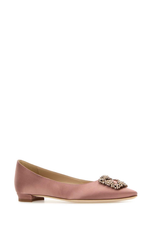 Antiqued pink satin Hangisi ballerinas MANOLO BLAHNIK (HANGISIFLATLSMOR9XX0349)