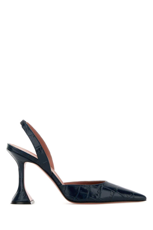 Navy blue leather Holli Sling pumps Blue AMINA MUADDI (HOLLISLING95)