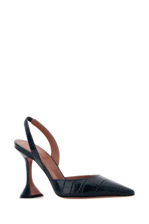 Navy blue leather Holli Sling pumps Blue AMINA MUADDI (HOLLISLING95)