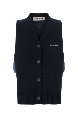 Midnight blue cashmere vest Blue MIU MIU (MMV380SOOO19RL)