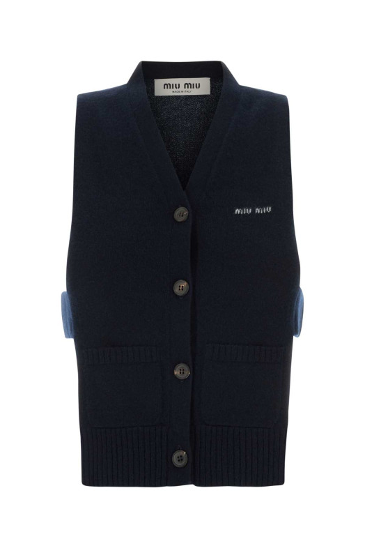 Midnight blue cashmere vest Blue MIU MIU (MMV380SOOO19RL)