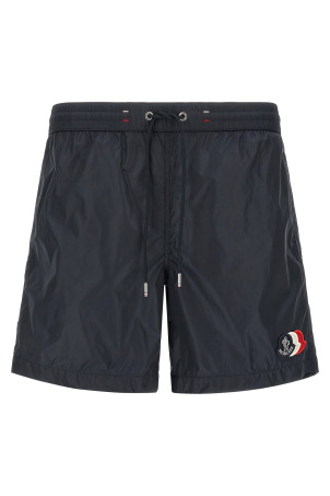 Tricolor logo patch swimsuit Blue