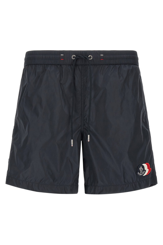 Tricolor logo patch swimsuit Blue