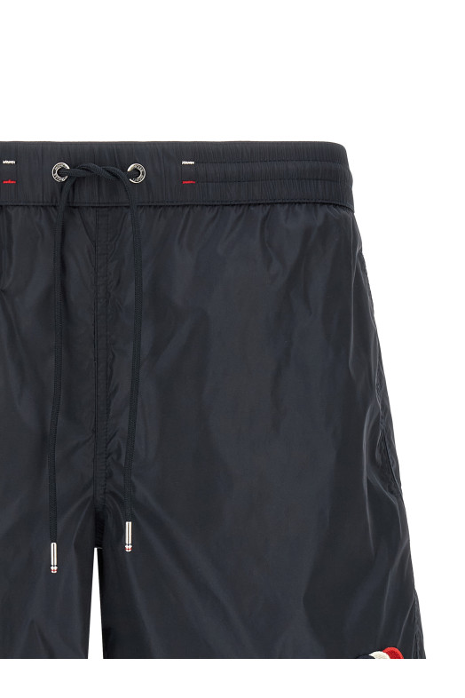 Tricolor logo patch swimsuit Blue