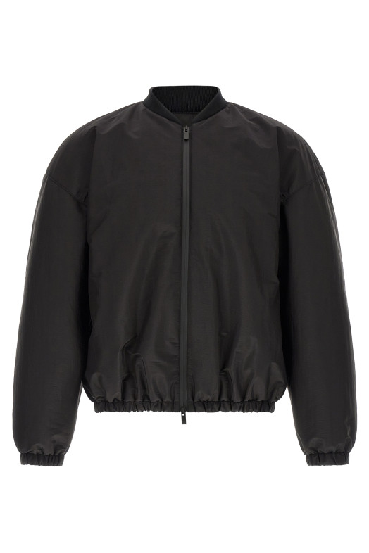 Satin effect bomber jacket Black