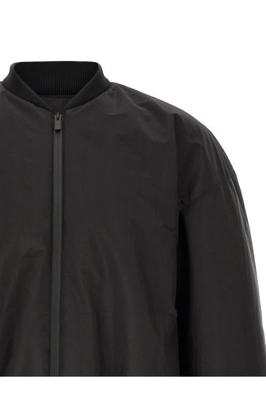 Satin effect bomber jacket Black