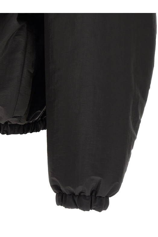 Satin effect bomber jacket Black
