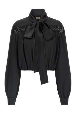 Lace silk shirt Black