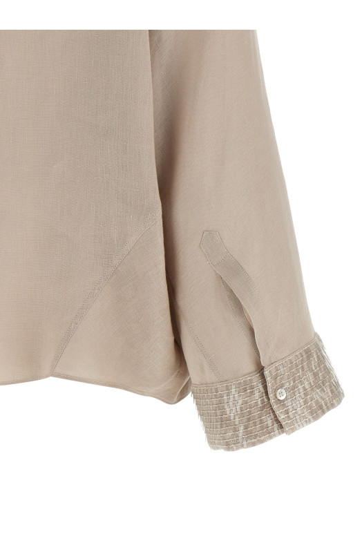 'Dazzling Cascade Cuffs' shirt Beige