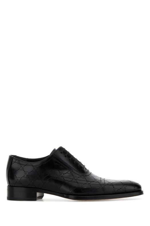 Black leather lace-up shoes Black GUCCI (863019AAGBV)