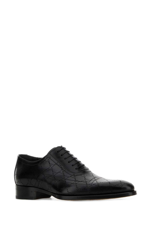 Black leather lace-up shoes Black GUCCI (863019AAGBV)