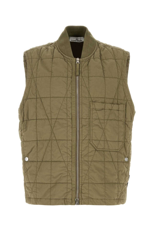 Army green cotton blend sleeveless jacket STONE ISLAND (L1S15G100001S0300)