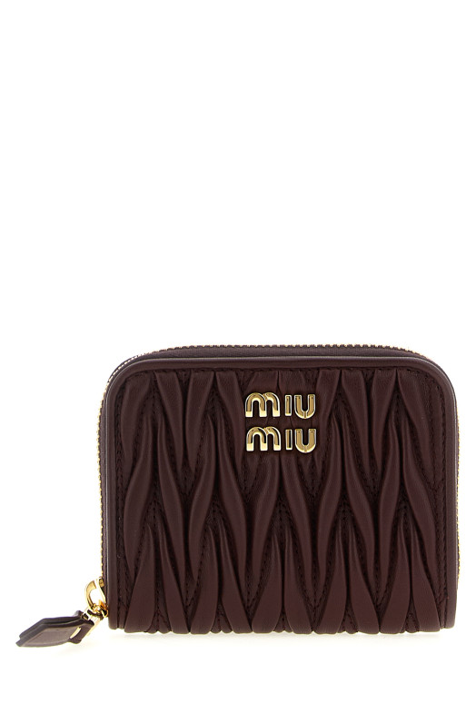 Small wallet matelassé nappa leather Bordeaux