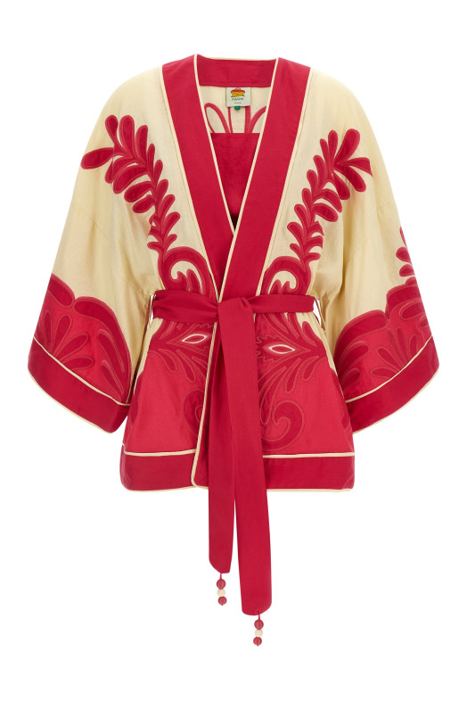 Kimono + 'Spring Arabesc' top Fuchsia