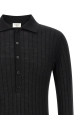 Pointelle wool polo shirt Black