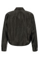 Hammered leather bomber jacket Black
