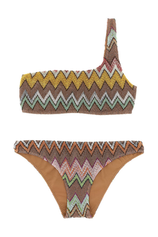 Lamé viscose bikini Brown
