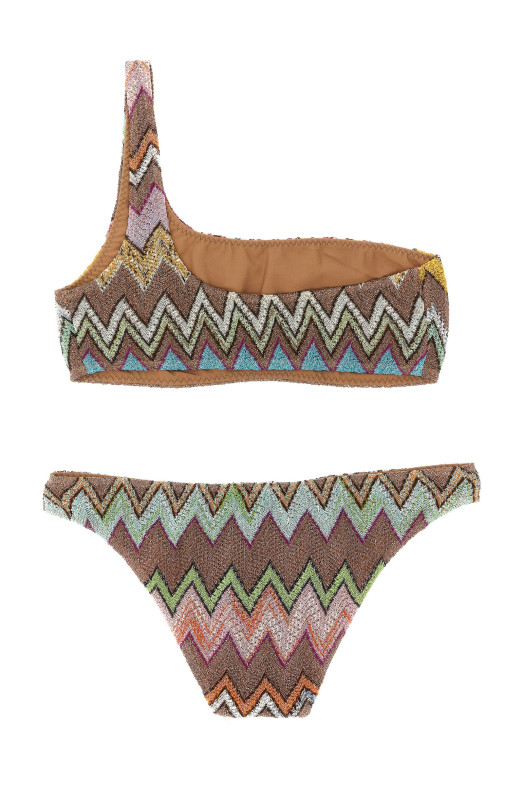 Lamé viscose bikini Brown